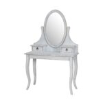 drevený toaletný stolík so zrkadlom