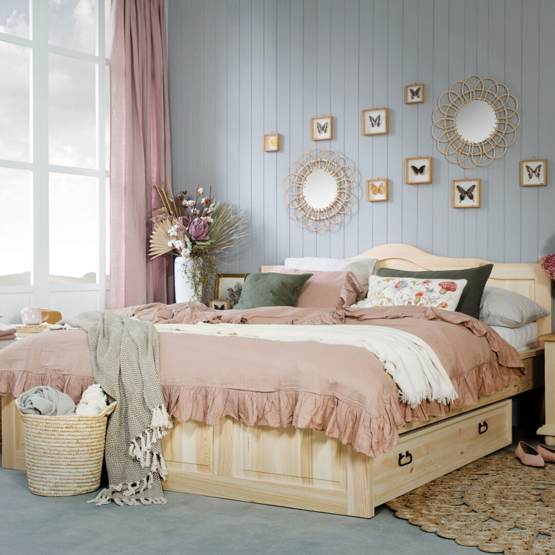 Rustikálna posteľ z dreva ACC04